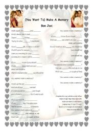 English Worksheet: (You Want To) Make A Memory Bon Jovi