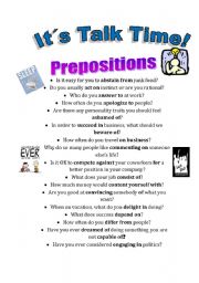 English Worksheet: Its Talk Time - Prepositions