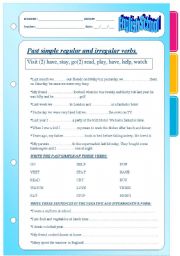 Past simple regular and irregular verbs. Four page practice.