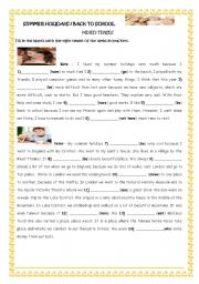 English Worksheet: HOLIDAYS/BACK TO SCHOOL