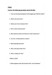 English worksheet: Pauls Movie Worksheet