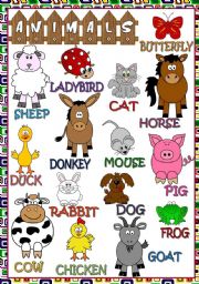 English Worksheet: Animals - POSTER