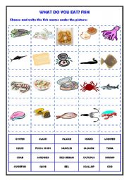 English Worksheet: What do you eat? Fish