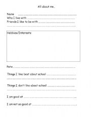 English worksheet: Transition to a new class