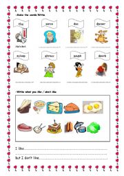 English Worksheet: feelings/food