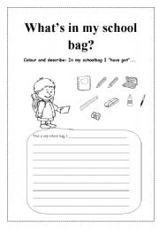 English worksheet: My school bag