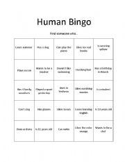 English worksheet: Human Bingo