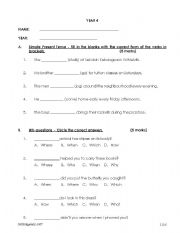 English Worksheet: Year 4 Examination Paper