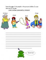 English worksheet: describing people