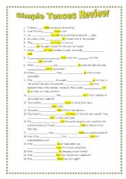 English Worksheet: Simple Tenses Review