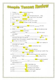 English Worksheet: Simple Tenses Review