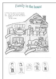 English Worksheet: Parts of the house - Family