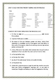 English Worksheet: UNIT 2 DAILY ROUTINE PRESENT SIMPLE AND PRESENT CONTINUOUS