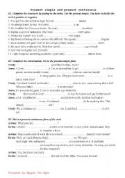 English Worksheet: present simple vs present continuous