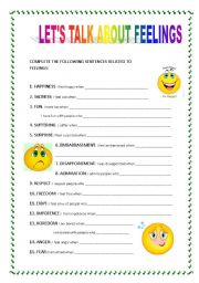 English Worksheet: Lets talk about feelings