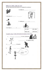 English worksheet: activities and prepositions of place