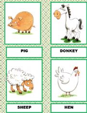 English Worksheet: FARM ANIMALS  FLASH CARDS