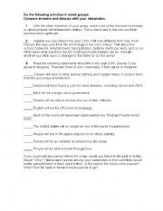 English worksheet: Living in the Year _____ (100 years forward)