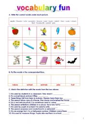 English Worksheet: vocabulary fun (19.07.11)