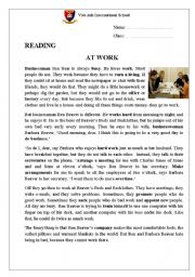 English Worksheet: Reading