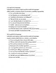 English Worksheet: Modal verbs can/could and will/would