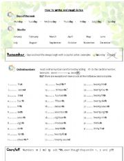 English Worksheet: Days, dates, months and years