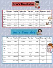 English Worksheet: Rons and Anns Timetables
