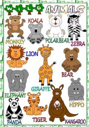 English Worksheet: Wild animals - POSTER