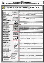 English Worksheet: NEW YORK MINUTE - EAGLES - IN TWO PARTS - THIS IS PART 01  - FULLY EDITABLE AND FULLY CORRECTABLE