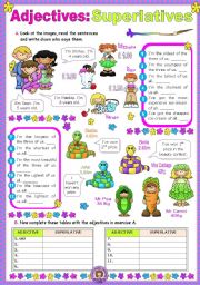 English Worksheet: Adjectives:  Superlatives