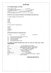 English worksheet: modal verbs