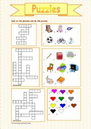 English Worksheet: Puzzles for young learners - with key