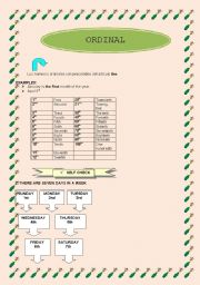 English worksheet: KNOWING ORDINAL NUMBERS