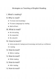 English Worksheet: Strategies on Teaching of English Reading