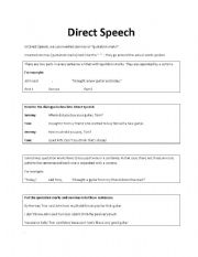 English Worksheet: direct speech