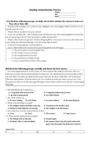 English Worksheet: reading practice