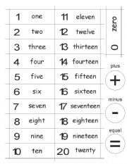 English Worksheet: Numbers