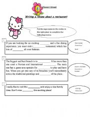 English Worksheet: writing a review about a restaurant for week Ss
