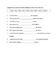 English Worksheet: Infinitive verbs