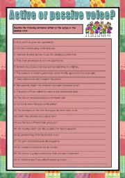 English Worksheet: Active or passive voice