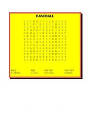 English worksheet: BASEBALL WORD SEARCH