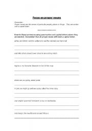 English Worksheet: Focus on Proper Nouns