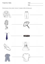 English Worksheet: Clothes test