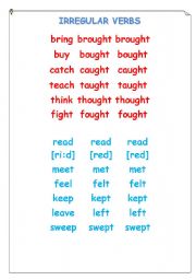 English Worksheet: Irregular Verbs