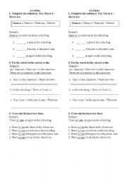 English Worksheet: Activities: there is - are