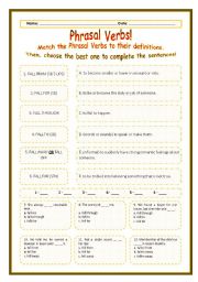 English Worksheet: > Phrasal Verbs Practice 31! > --*-- Definitions + Exercise --*-- BW Included --*-- Fully Editable With Key!