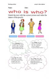 English Worksheet: who is who