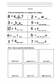 English Worksheet: Numbers and Number Words