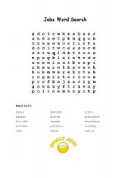 English worksheet: Jobs word search