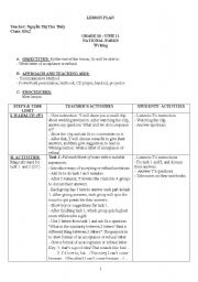 English Worksheet: a lesson plan for wrting period.